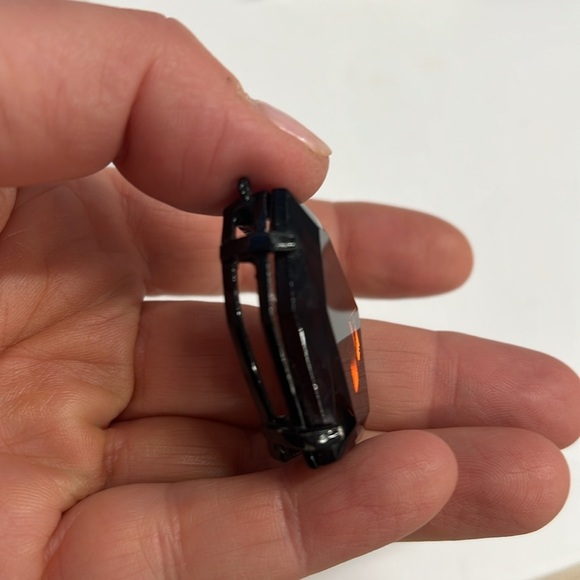 Coffee Brown Large Faceted Stone in Black Metal Cage Pendant - Picture 4 of 7